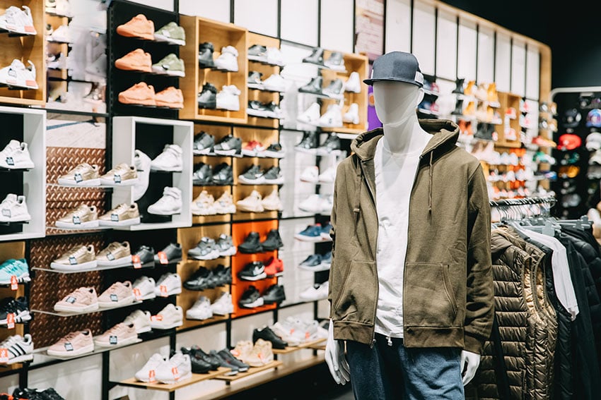 clothing and footwear retail store display